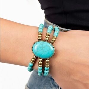 Turquoise and Gold Beaded Bracelet - Fashion Jewelry